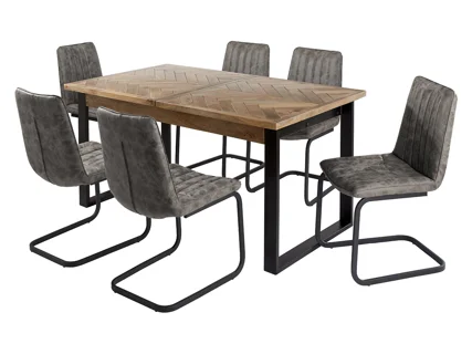 EXTENDING DINING TABLE & 6 GREY JUNO DINING CHAIRS