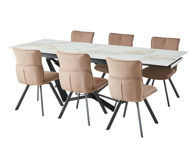 PIATRA DINING TABLE & 6 GRANT CHAIR IN NUBUCK